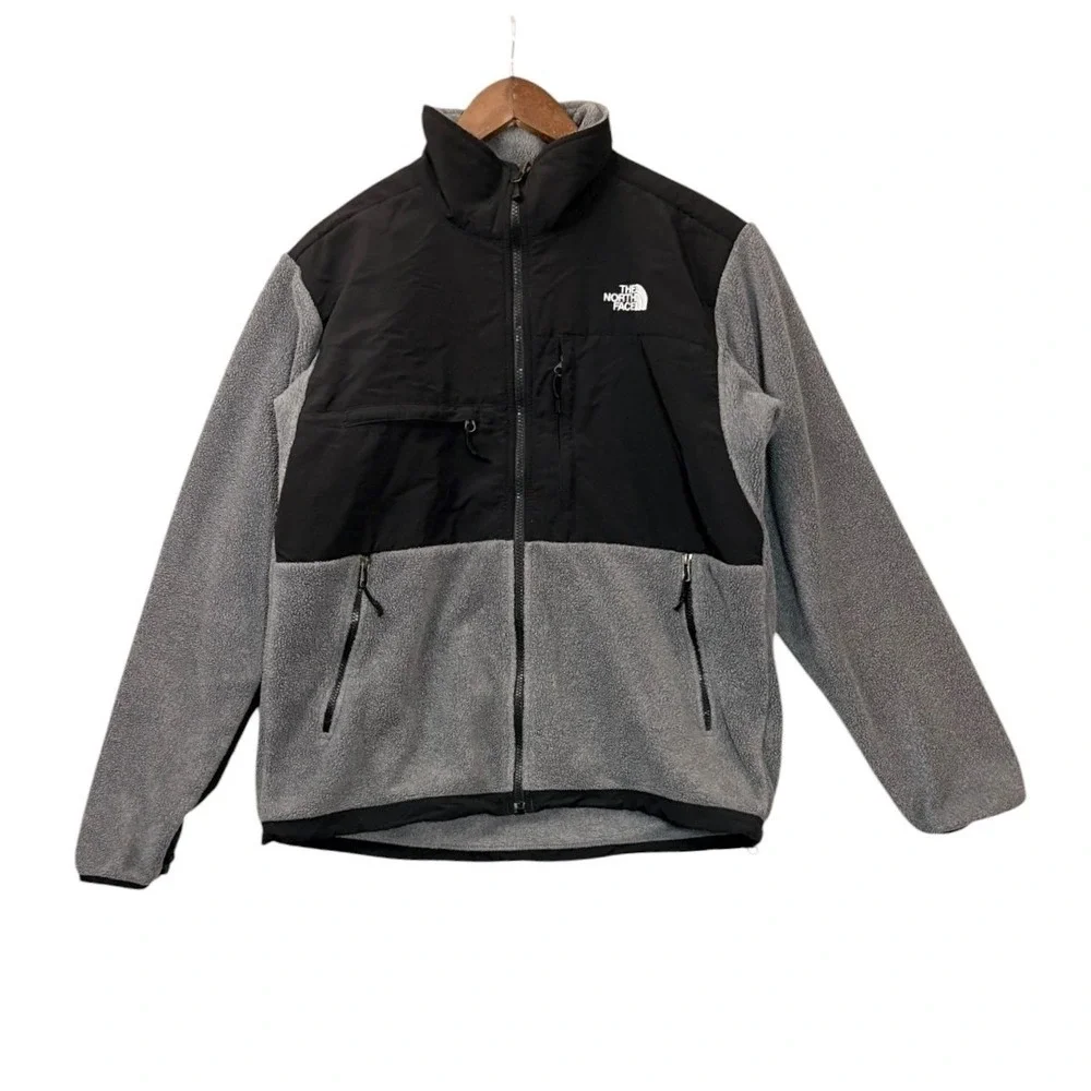The North Face Mens Denali 2 Jacket M Black Gray Polartec Fleece Zip Up Gorpcore